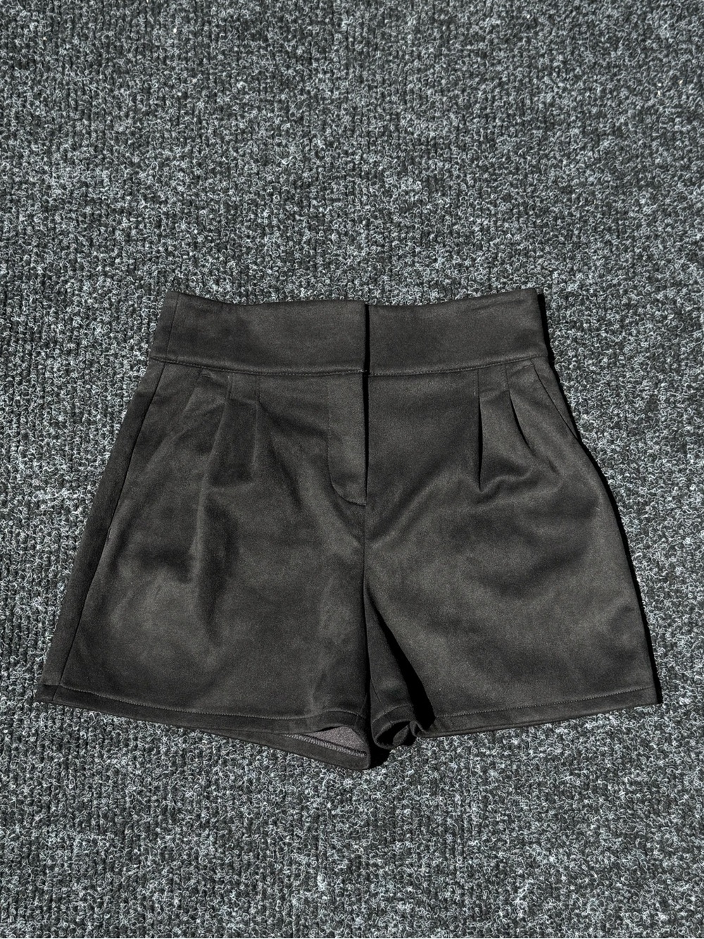Express High Waisted Pleated Faux Suede Shorts